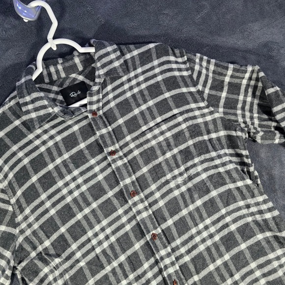 Rails Plaid Flannel Shirt Long Sleeve Button Up Gray White Mens Size M‎ - Picture 1 of 8